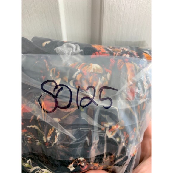 TORRID 5 Spaghetti Strap Black Orange Floral Tiered Tie-Neck Blouse Top Drapey - Picture 10 of 10